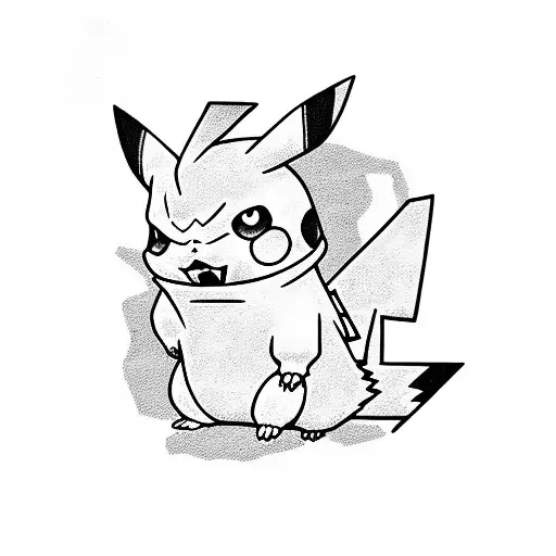 pikachu with majin boo cloths tattoo design idea
