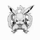 pikachu with majin boo  tattoo design idea
