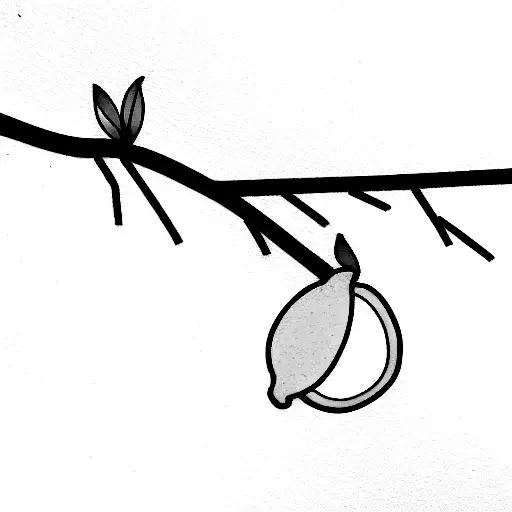 lemon branch no outline tattoo design idea
