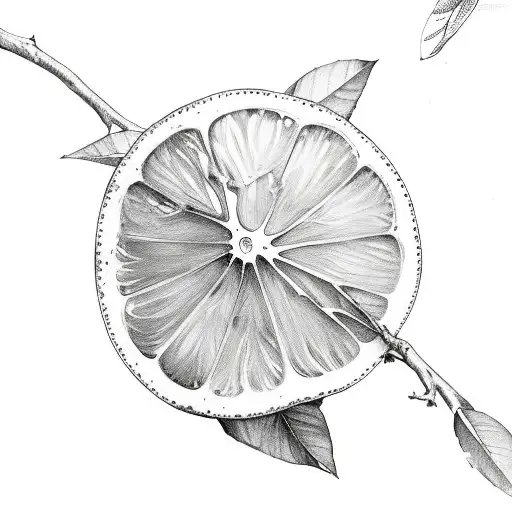 lemon branch no outline tattoo design idea