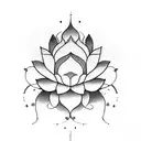 The tattoo design features a single, continuous line forming the silhouette of a lotus. tattoo design idea
