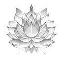 The tattoo design features a single, continuous line forming the silhouette of a lotus. tattoo design idea