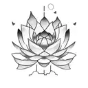 The tattoo design features a single, continuous line forming the silhouette of a lotus. tattoo design idea