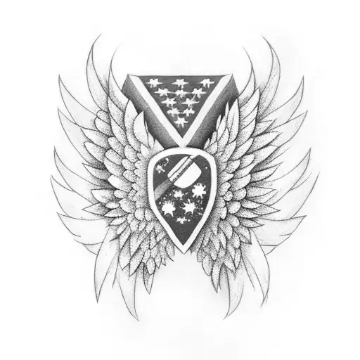 Brazil flag with angel wings tattoo design idea