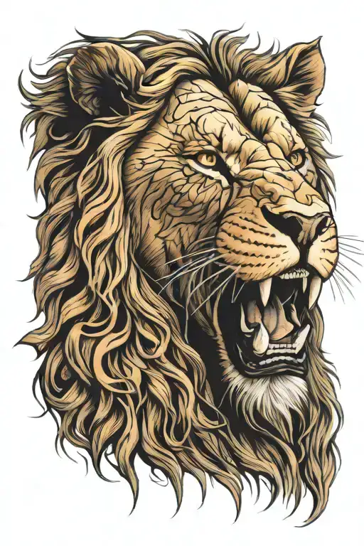 Burnt lion head and mane with veins   tattoo design idea