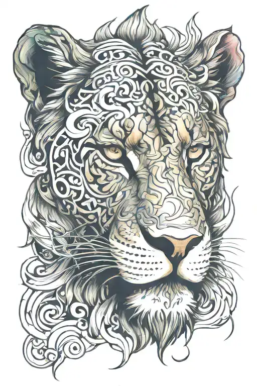 Burn lions head with veins tattoo design idea