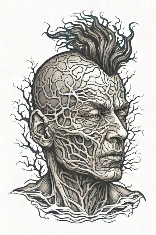 Burnt head with veins  tattoo design idea