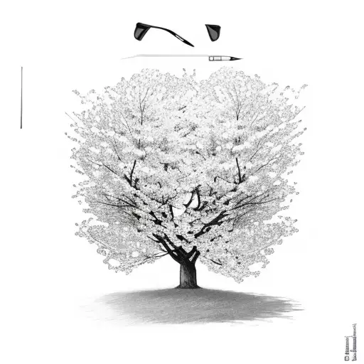 Cherry blossom tree growing from a nurse's cap tattoo design idea