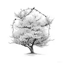 Cherry blossom tree growing from a nurse's cap tattoo design idea