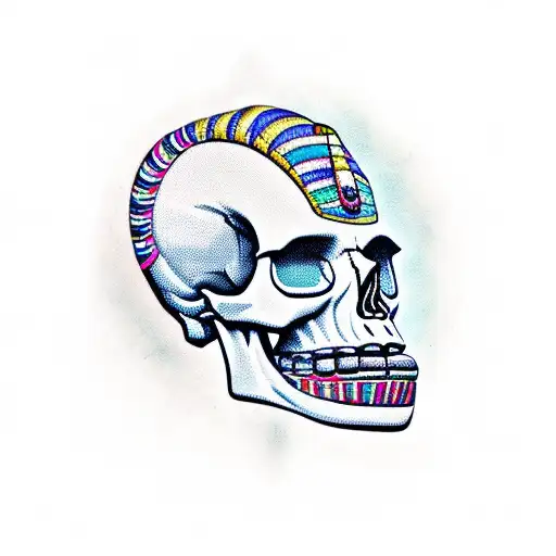 Skull pharaoh tattoo design idea