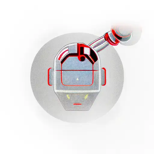 red interior of a robot in arm tattoo design idea