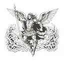 st. michael fight battle scene tattoo design idea