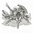 st. michael fight battle scene tattoo design idea