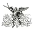 st. michael fight battle scene tattoo design idea