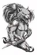 female predator tattoo design idea
