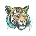 tiger face uv neon circuit cyberpunk futuristic tattoo design idea