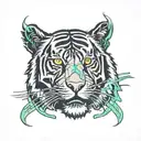 tiger face uv neon circuit cyberpunk futuristic tattoo design idea