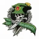 Royal Marines commando dagger and wording tattoo design idea