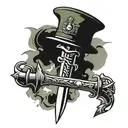 Royal Marines commando dagger and wording tattoo design idea