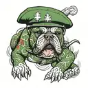 Royal Marines commando, green beret, West Ham British bulldog tattoo design idea