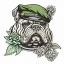 Royal Marines commando, green beret, West Ham British bulldog tattoo design idea