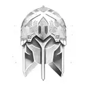 gladiator helmet in sand tattoo design idea