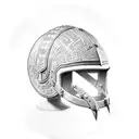 gladiator helmet in sand tattoo design idea