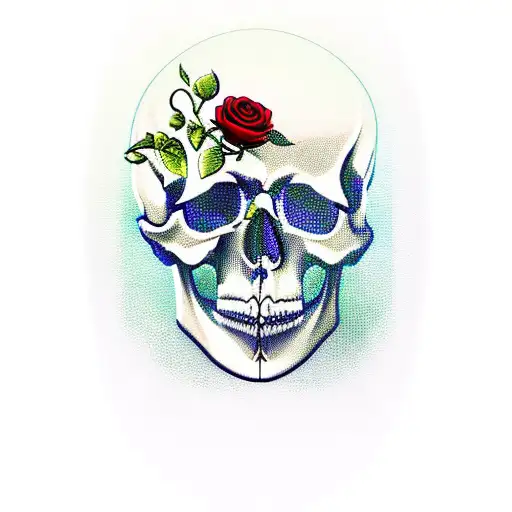 Skull and Roses inside hourglass tattoo design idea