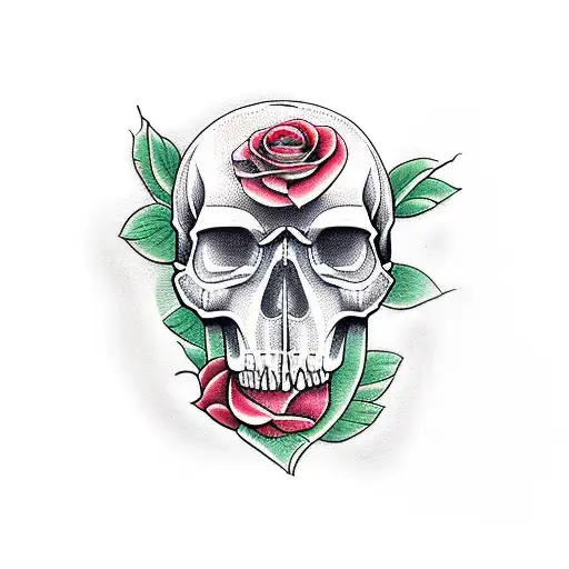 Skull and Roses hourglass tattoo design idea