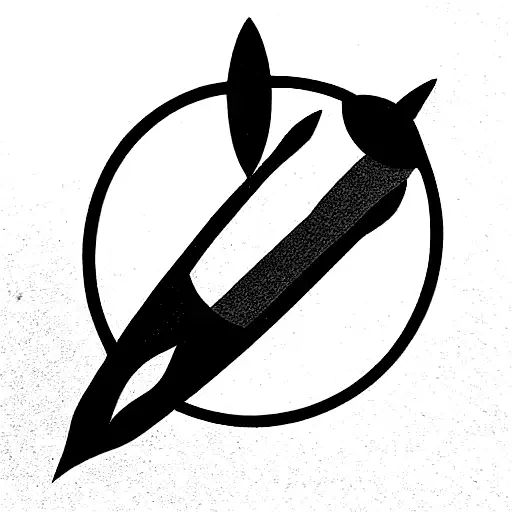 Planet with ring and a rocket tattoo design idea