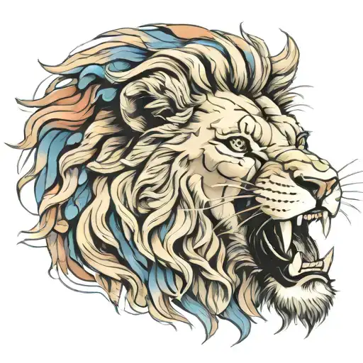 lions head roaring lion tattoo design idea