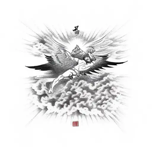 Icarus falling out of the sky tattoo design idea