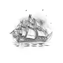 black ship front tattoo design idea