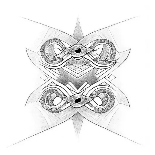 snakes and butterfly  tattoo design idea