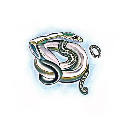 snakes and butterfly  tattoo design idea