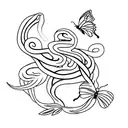snakes and butterfly  tattoo design idea