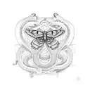 snakes and butterfly  tattoo design idea