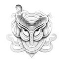 snakes and butterfly  tattoo design idea