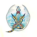 snakes and butterfly  tattoo design idea