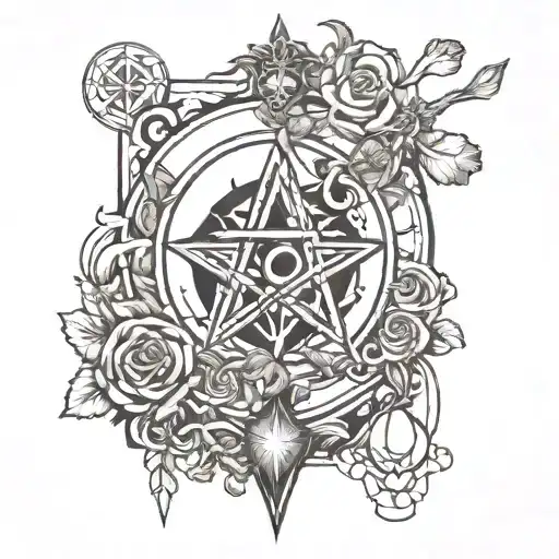 wiccan tarot simple and small tattoo design idea