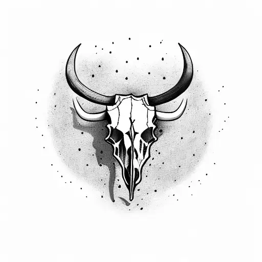 bull skull leaning on sahuaro cactus tattoo design idea