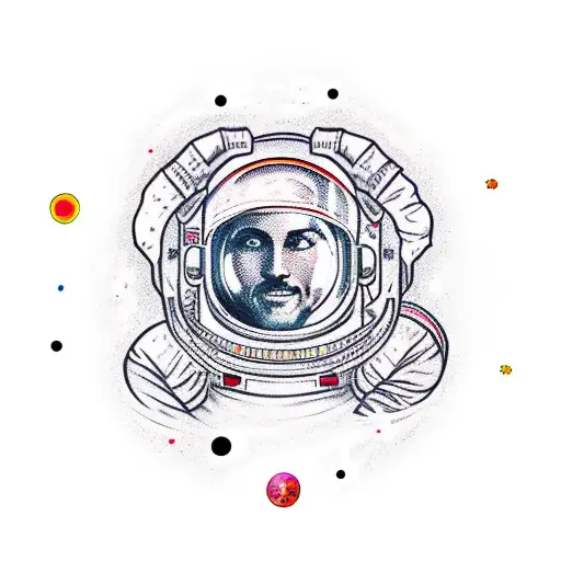 sleeve tattoo Astronaut, Roses, Zeus, Serotonin tattoo design idea