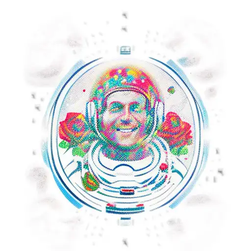 Astronaut, Roses, Zeus, Serotonin tattoo design idea