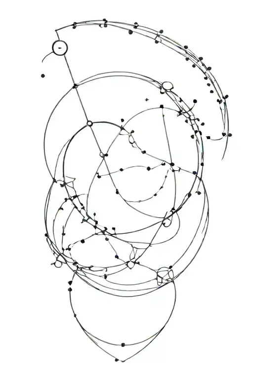 cancer constellation, cresant moon intertwined, 69, water sign  tattoo design idea