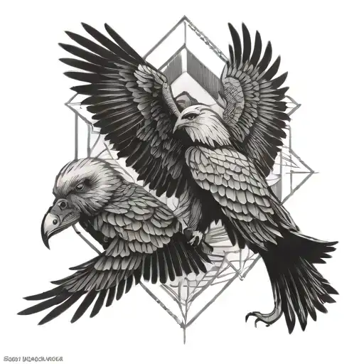 Luctor et emergo, an eagle fights an owl and the owl prevails tattoo design idea