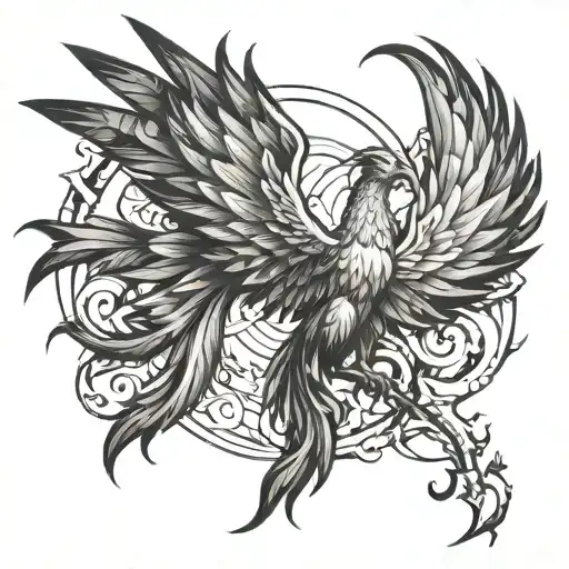 Incorporate a phoenix rising from the ashes with the Latin phrase 'Luctor et emergo' intertwined in the flames tattoo design idea