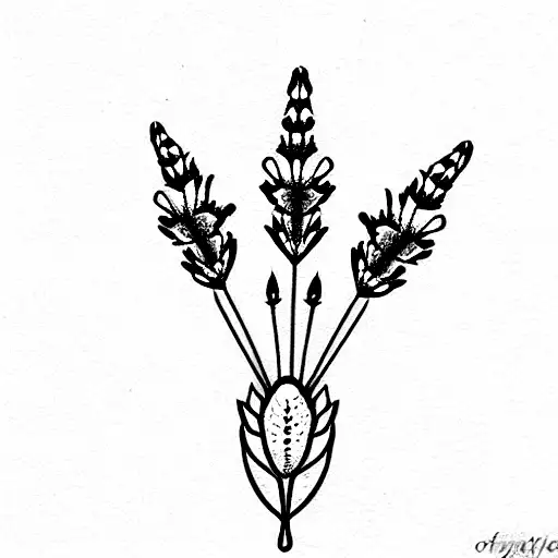 indian paintbrush, lavender, rosemary, sage and queen anne's lace flowers tattoo design idea