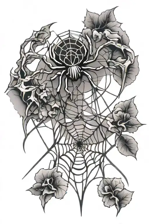 spider and web design tattoo design idea