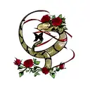 Snake with roses  tattoo design idea