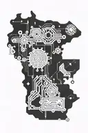 Circuit board as the base design that incorporates spanish heritage, Madison, Wisconsin, Minnesota, and Adoption tattoo design idea